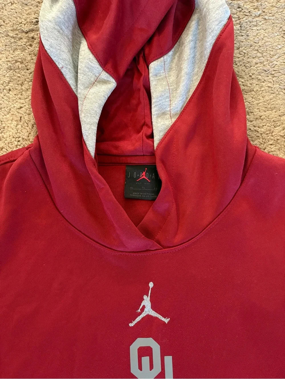Nike Jordan Crimson Oklahoma Sooners Pullover Hoodie Size XL